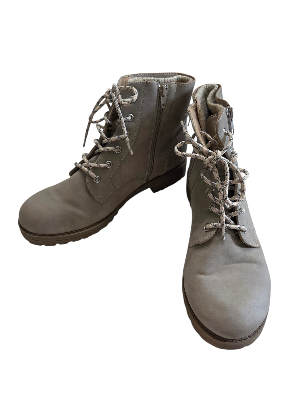 Jellypop Women's Taupe Lace-Up Ankle Boots